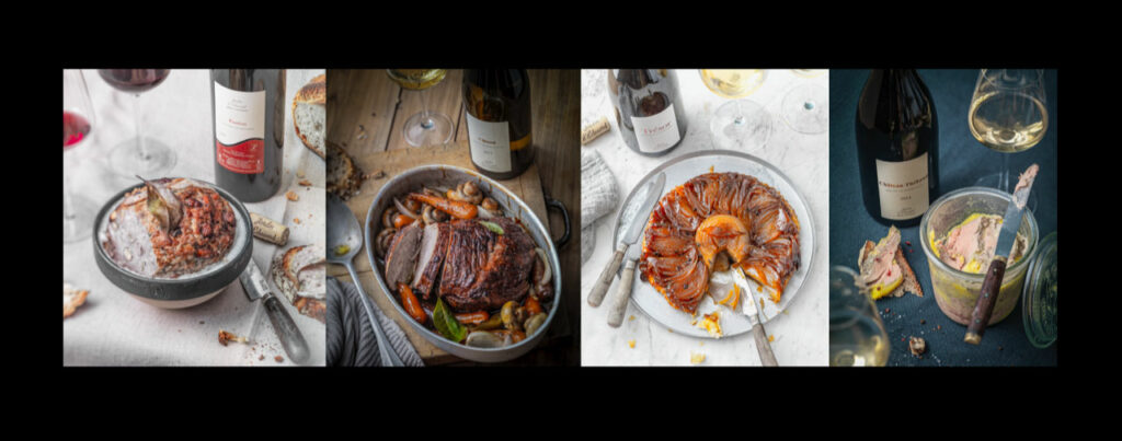 différents vins avec plats