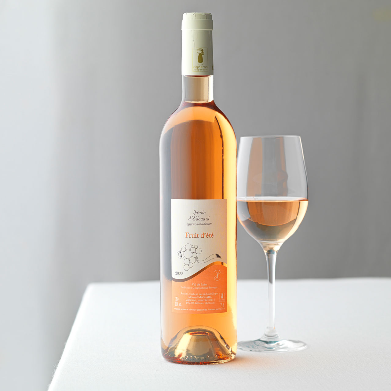 Bouteille de vin rosé bio Fruit d'été 2022